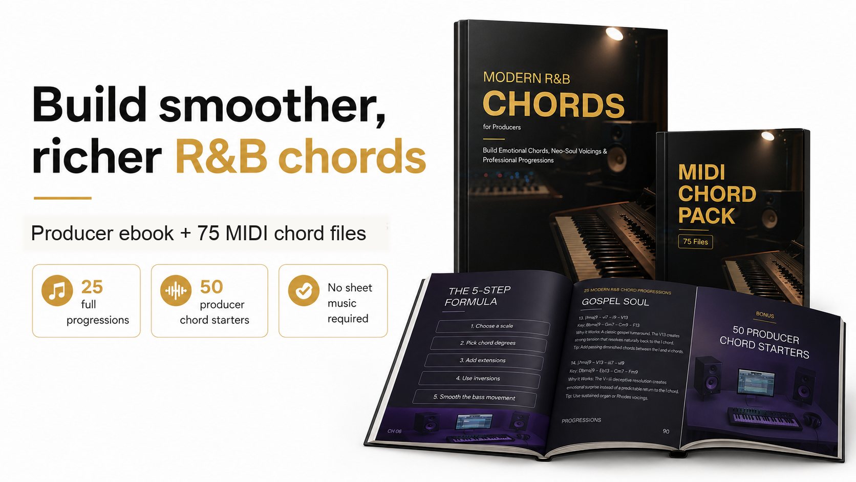 Modern R&B Chords ebook, MIDI pack, and preview pages
